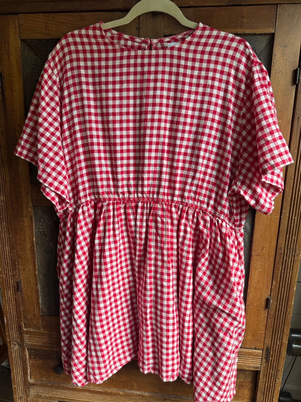 Shiny by Nature Red & White Gingham Flannel Dress
